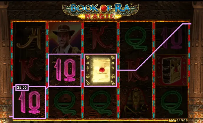 Símbolo Book en Book of Ra Magic activando giros gratis con un símbolo expansivo